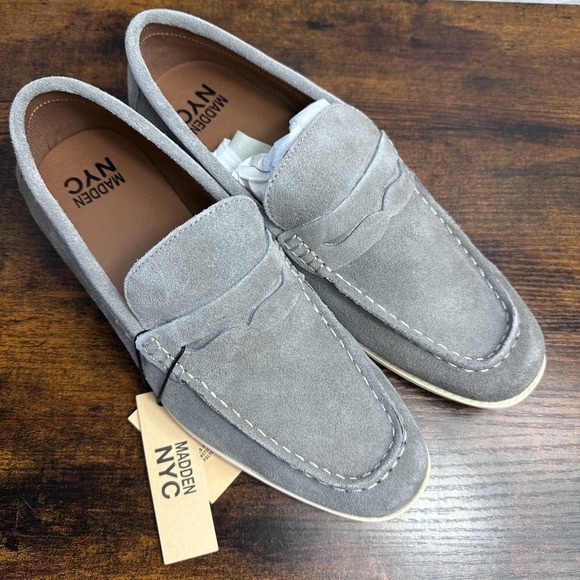 Steve Madden Other - New Madden NYC Slip On Men's Size 7 Loafers Shoes Gray Suede Casual Preppy Retro